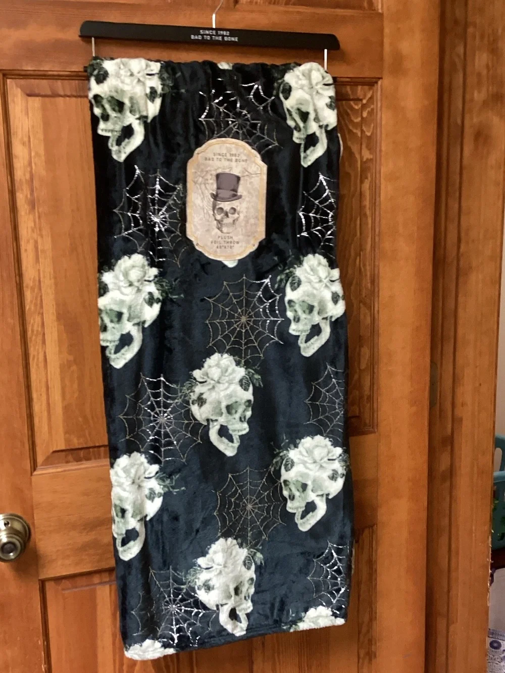 Halloween Skull and Spiderwebs Plush Foil Throw 🕷️